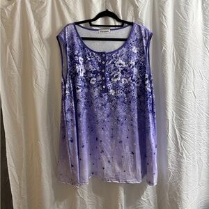 Flycurvy Purple Floral Tank Top. Size 5X.
